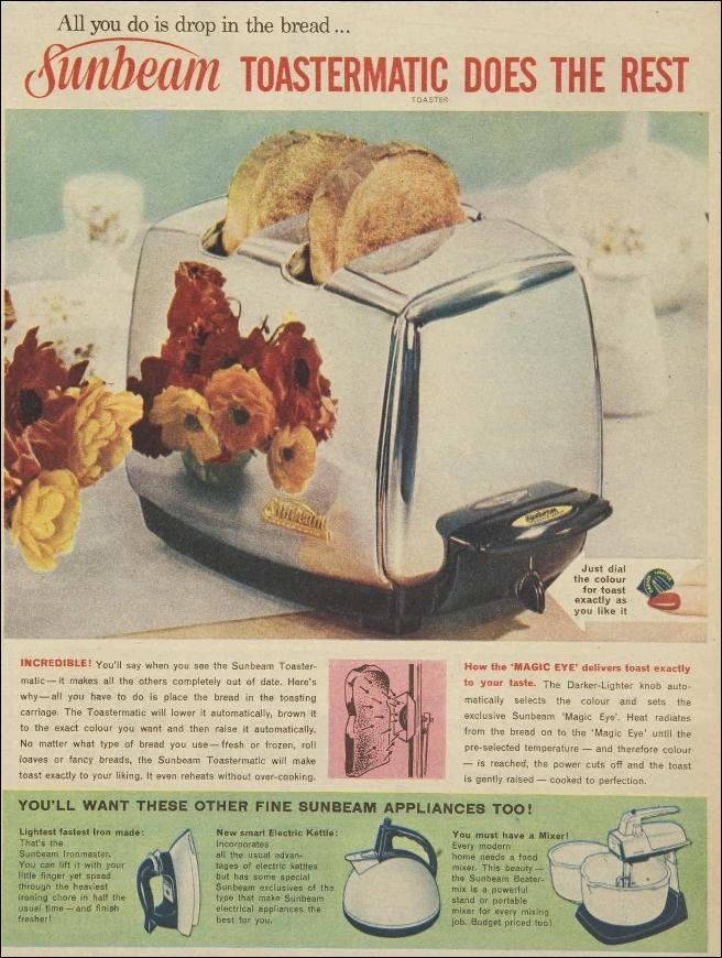 Art Deco 1950s Sunbeam Automatic Drop Radiant Control Toaster T